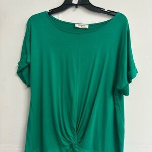 Zenana Outfitters Teal Twist Front Blouse